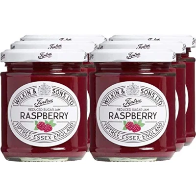 Image of Wilkin &amp; Sons Tiptree Raspberry Reduced Sugar Jam / 6 x 200g Jars Vegetarian, Vegan, Coeliac, Friendly Gluten Free Made in The UK