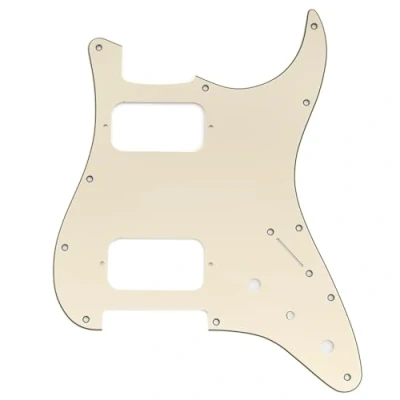 Image of Musiclily Pro 11 Holes ST HH Guitar Pickguard with Round Corner Uncovered Humbucker 2 Pot Mini Switch Layout for Fender Squier Strat Style Electric Guitar, 3ply Cream