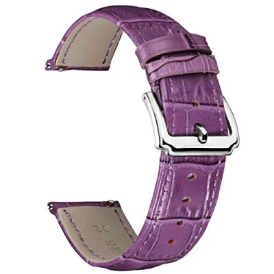 Image of BINLUN Leather Watch Strap Quick Release Replacement Crocodile Bands for Men Women (Brown, 15mm)