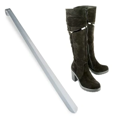 Image of Relaxdays Shoe Horn, Extra Big &amp; Stable Spoon, No Bending Down, Hangable, Metal, 70 cm, Silver
