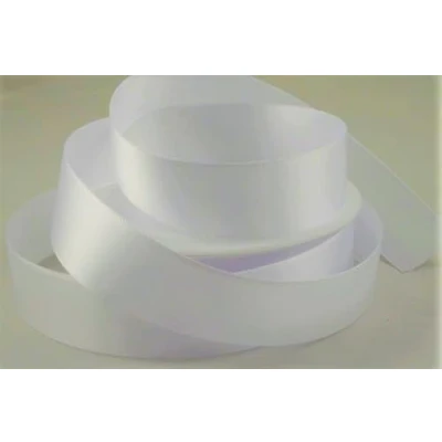 Image of Oakwood Archer Double Faced Satin Ribbon, White, 15mm x 25m