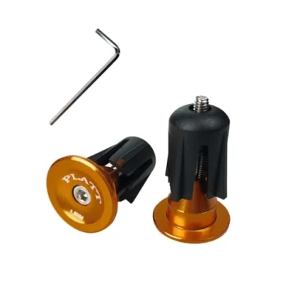 Image of PLATT Bicycle Bar End Plugs Aluminum Bike Handlebar Cap for Road Mountain BMX (Gold)