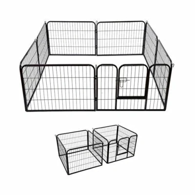 Image of TAHA Extra Large Heavy Duty 8 Piece Puppy Dog Run Enclosure Welping Pen Playpen