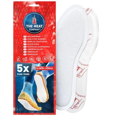 Image of THE Heat COMPANY Insole Foot Warmers Adhesive 5 Pairs EXTRA WARM 8 Hours of Warmth Instant Air Activated Purely Natural SMALL Size: 3 6.5