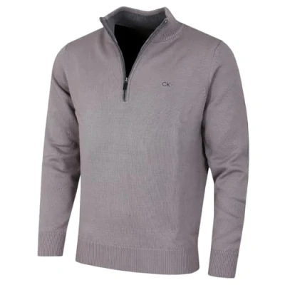 Image of Calvin Klein Mens 2024 1/2 Zip CK Golf Sweater Cloud Grey L