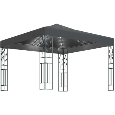 Image of vidaXL Gazebo with LED String Lights 3x3 m Anthracite