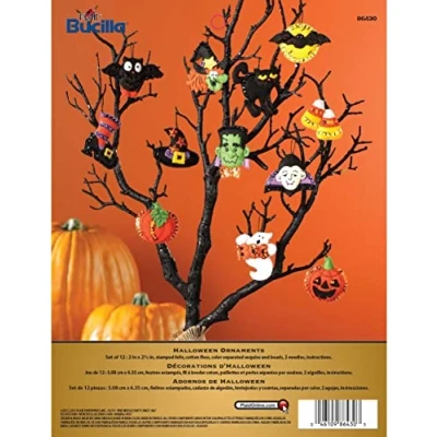 Image of Bucilla Halloween Ornaments Set Felt Applique Kit, Multi Colour, 29.84 x 22.86 3.55 cm