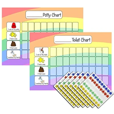 Image of kids2learn Potty Training Reward Chart Toilet &amp; 270 Stickers For toddlers Rainbow Design Boys Girls
