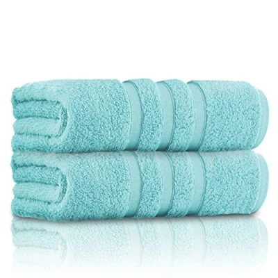 Image of GC GAVENO CAVAILIA 2 Pk Bath Towels, 550 Gsm Quick Dry Towel, Highly Absorbent Egyptian Cotton Towel Set, Machine Washable Bathroom Towels Aqua