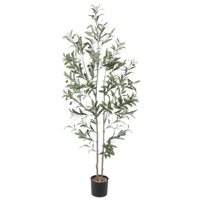 Image of Dripex 150CM Artificial Olive Tree 5FT Tall Faux Silk Plant with Lifelike Leaves Fake for Home Office Indoor Decor (Style 4)