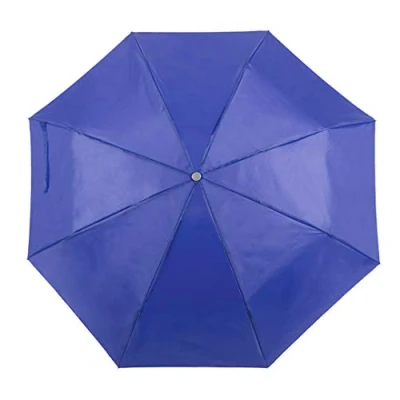 Image of eBuyGB Unisex&#039;s Mini Folding Compact Pocket Umbrella Manual Opening Telescopic Wedding Lightweight Brolly with Carry Handle Strap and Colour Matchin Protective Sleeve, Blue, 41&quot;