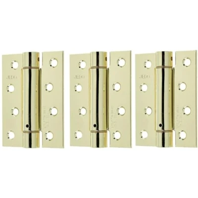 Image of DIRECT Door HANDLES® 4&quot; Fire Rated Spring Hinges Self Closing Adjustable Hinge Single Action (3no. Per Pack) in Polished Electro Brass Finish