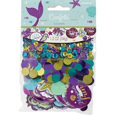 Image of Amscan 360275 Mermaid Wishes Kids Birthday Party Table Scatters Confetti 34g