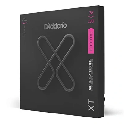 Image of D&#039;Addario Bass Guitar Strings XT Nickel Coated XTB32130 Extended String Life with Natural Tone, Feel For 6 Guitars 32 130 Regular Light String, Long Scale