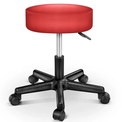 Image of TRESKO® Swivel Chair Office Stool Beauty Salon Medical Rollable Stool, Adjustable Height, with Wheels, 360 Degree Rotation, 10 cm Cushion, 8 Colours (Red)