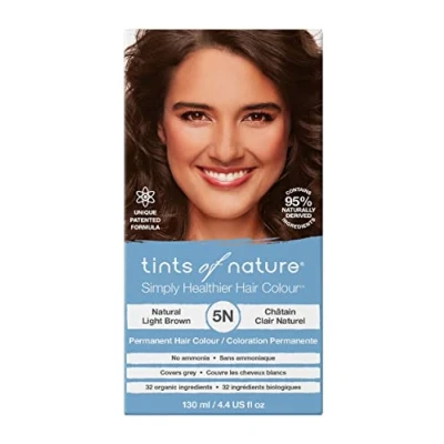 Image of Tints of Nature 5N Natural Light Brown Permanent Hair Dye, Nourishes and Covers Greys, Ammonia Free, 130ml
