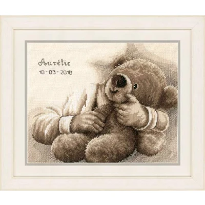 Image of Vervaco Counted Cross Stitch Kit Teddy Bear, Cotton, Multicoloured, 25 x 20 0,3 cm