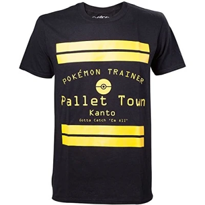 Image of POKEMON Men&#039;s Pallet Town Kanto T Shirt, Black (ts408064pok xl), X Large