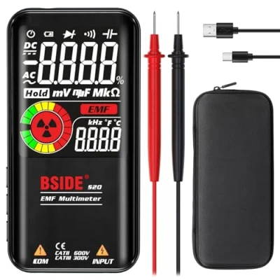 Image of BSIDE S20 Smart Digital Multimeter Rechargeable Auto Range Voltmeter with EMF Detector Large Colour Display 9999 Counts High Speed Voltage Diode Resistance Capacitance Frequency Tester Case