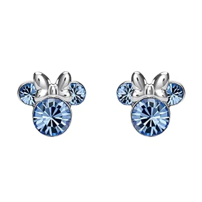 Image of Disney Minnie Mouse Sterling Silver December Birthstone Earrings