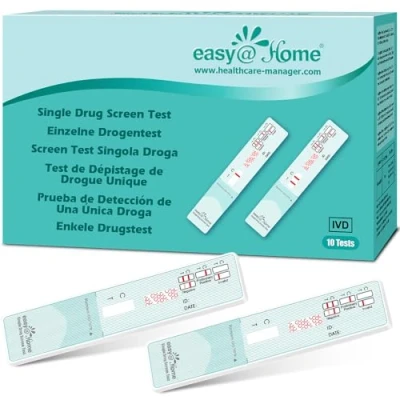 Image of Easy@Home 10 Cocaine Test Dip Card: Drug COC Single Panel Tests Kit Instant Testing Result in 5 Minutes #EDCO 114