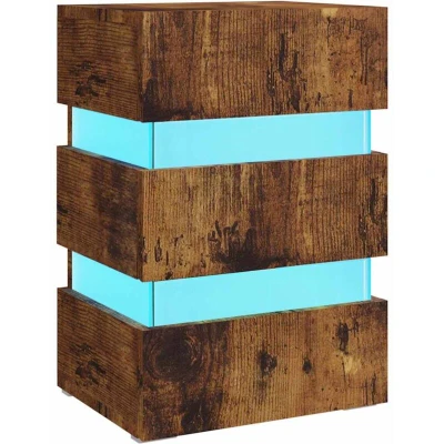 Image of vidaXL LED Bedside Cabinet Smoked Oak 45x35x67 cm Engineered Wood