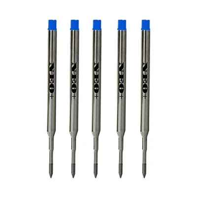 Image of NEO+ Sets of Pen Refills Compatible with Sheaffer K Ballpoint Pens. Medium Point Soft Roll (5 Blue Ink Refills)