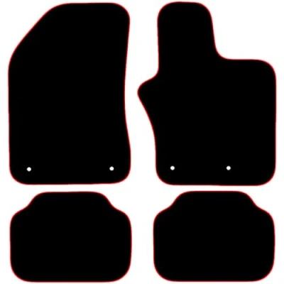 Image of Carsio Carpet Car Mats For Jeep Renegade 2015 onwards 4 Piece Set with Clips Tailored Fit Floor Mat Complete Accessory Black Custom Fitted All Weather, Anti Slip Backing &amp; Red Trim
