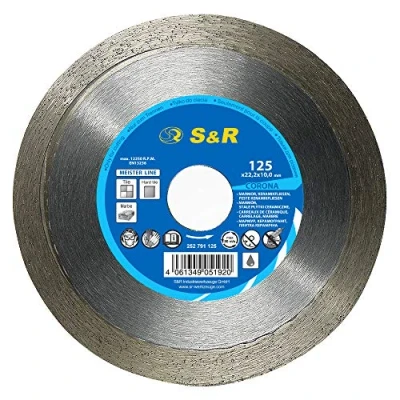 Image of S&amp;R diamond cutting disc 125 x 22.2 10.0 mm, Saw Blade for hard tiles, marble, porcelain, granite, stoneware