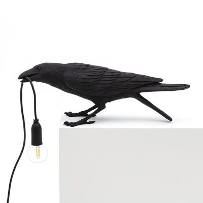 Image of SELETTI Bird lamp Playing table black crow