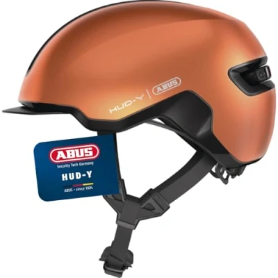 Image of ABUS Urban helmet HUD Y magnetic, rechargeable rear LED light with magnetic attachment a cool bike for everyday use men and women