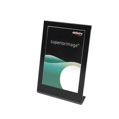 Image of Deflecto A4 Portrait Slanted Sign Holder, Black Frame, Plastic Display Stand, Menu Holders, Leaflet Poster Holder