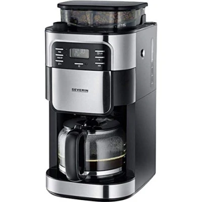 Image of Severin KA 4810 Freestanding Semi auto Drip coffee maker 1.37L 10cups Black,Stainless steel 4810, Freestanding, maker, 1.37 L, Built in grinder, 1000 W, Black,
