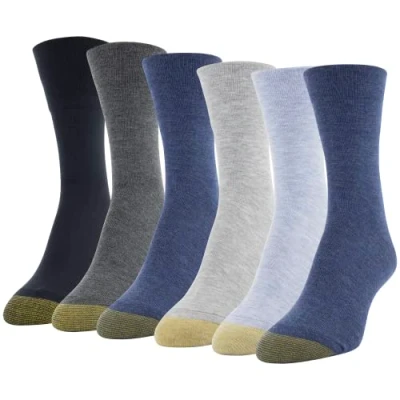 Image of Gold Toe Women&#039;s Ultra Soft Mid Crew Socks, 6 Pairs, Denim Assorted, M (Pack of 6)