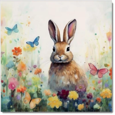 Image of doodlecards Pack of 8 Easter Cards Bunny in Wildflowers, Standard Square