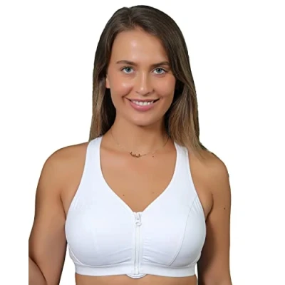 Image of Undercover Ladies Zip Sports Bra LG444 White 38E