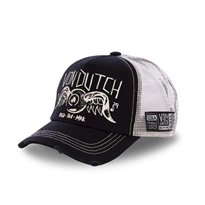 Image of Von Dutch Men&#039;s &amp; Women&#039;s Black Cap, Adjustable Trucker Cap with Snapback, Black/Yellow/White, One size