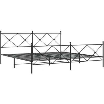 Image of vidaXL Metal Bed Frame without Mattress with Footboard Black 200x200cm
