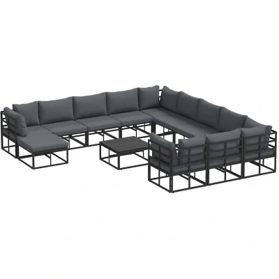Image of Vidaxl Garden Sofa Set 13 pcs Black 70 x 32 cm Aluminium