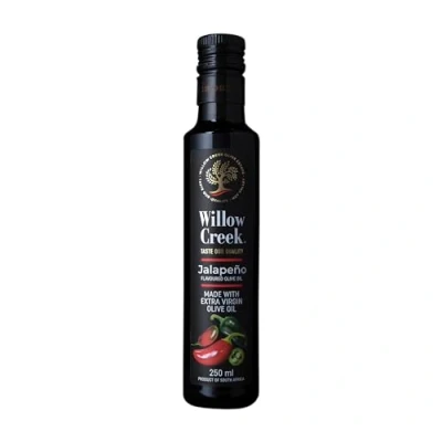Image of Willow Creek 250ml Jalapeno Flavoured Extra Virgin Olive Oil Award Winning Subtle Spicy Flavour Ideal with Steak, Seafood, Guacamole, Toasted Sandwiches EVOO