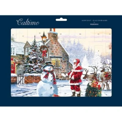 Image of Traditional Advent Calendar Santa &amp; Snowman Christmas Gift Idea 606861 Caltime by Woodmansterne