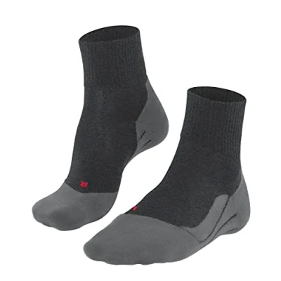 Image of FALKE Women&#039;s TK5 Wander Wool Short W SSO Warm Thin Anti Blister 1 Pair Hiking Socks, Grey (Asphalt Melange 3180), 7 8