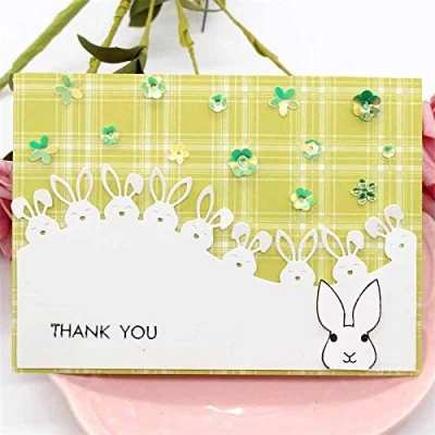 Image of Easter Dies for Card Making, YunTrip Rabbit Bunny Border Metal Cutting Die Cut Stencils DIY Scrapbooking Photo Album Paper Decorative Craft Greeting Cards/Invitation