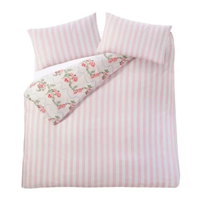 Image of Cath Kidston Rose Flutter Pink Duvet Cover Set Floral Themed Super King Bedding