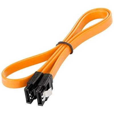 Image of POPPSTAR 1x 0.5m flexible Sata 3 HDD SSD data cable, plug straight, orange