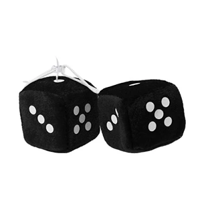 Image of Xuniu 1 Pair Fuzzy Dice with Dots Rear View Mirror Hanger For Car Interior Ornament Decoration