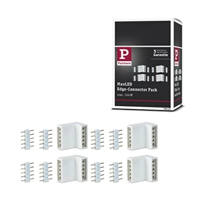 Image of Paulmann 70615 MaxLED Corner Connector for LED Strip White Accessory 4 Pack incl. 8 Plug connectors Inside and Outside Corners