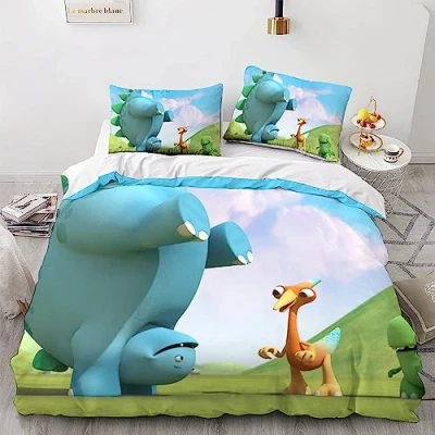 Image of LENTLY Dinopaws Bedding Set Duvet Cover Soft Microfiber Quilt with 3D Print Design for Kids Teenagers Adult 3 Piece Zipper Closure Double（200x200cm）