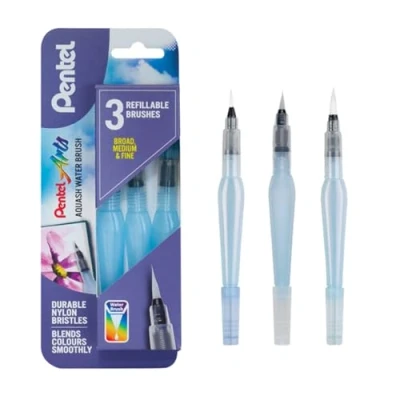 Image of Pentel Arts XFRH Aquash Water Brush in Broad, Medium and Fine (Pack of 3)