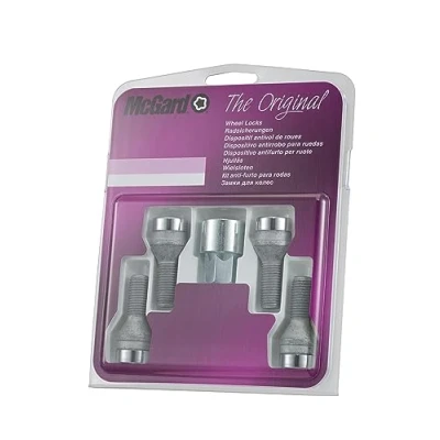 Image of 27226SU Wheel Lock Bolts SU M14 x 1,25, cone seat, shaft length 27,3 mm, Overall 50,5 Hex size 17mm, Key diameter 25,8 silver